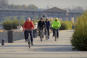 Bicyclists running